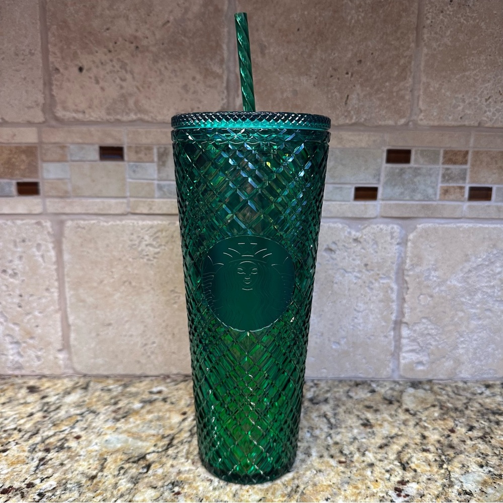 Starbucks Spring Emerald Green Jeweled Cold Cup Tumbler